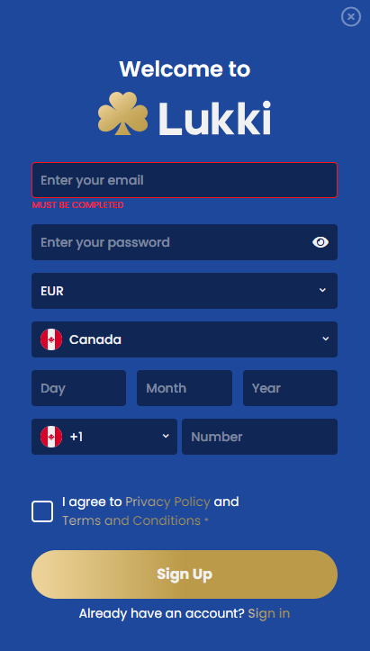 Lukki casino register